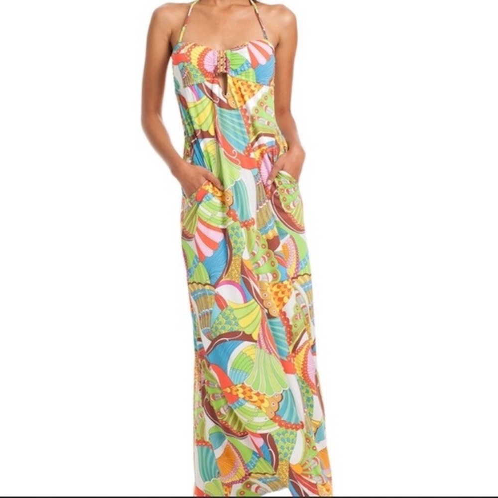 Trina Turk Santa Cruz Halter  Maxi Cover Up Dress - Picture 4 of 10